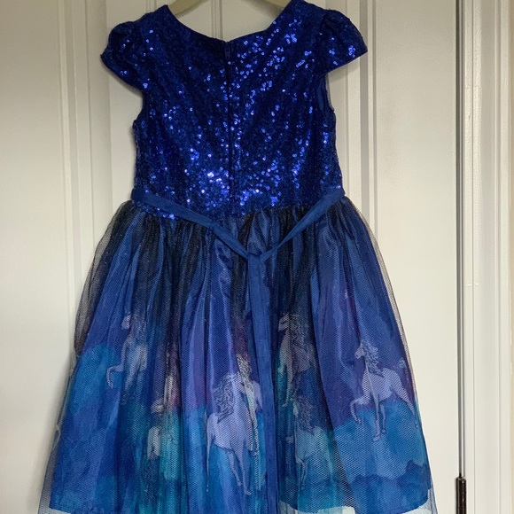 Blue sparkle unicorn dress - Picture 2 of 5